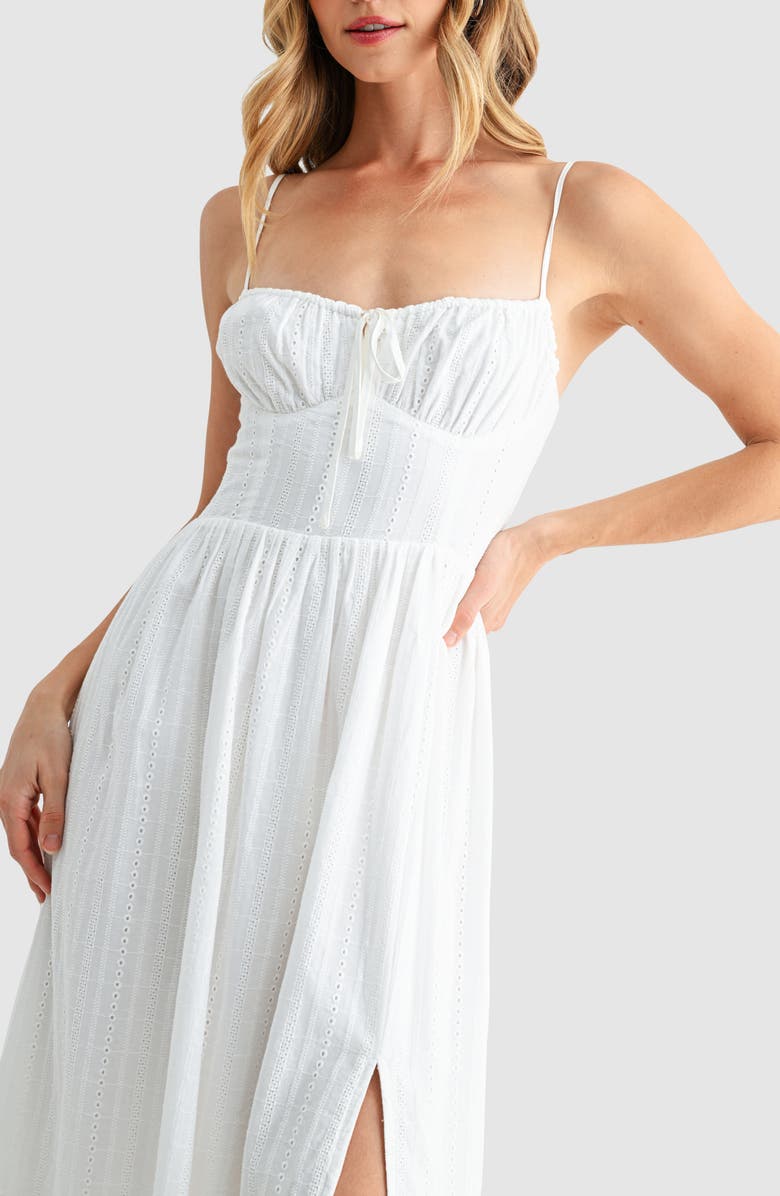 All in Favor Corset Midi Sundress, Alternate, color, White