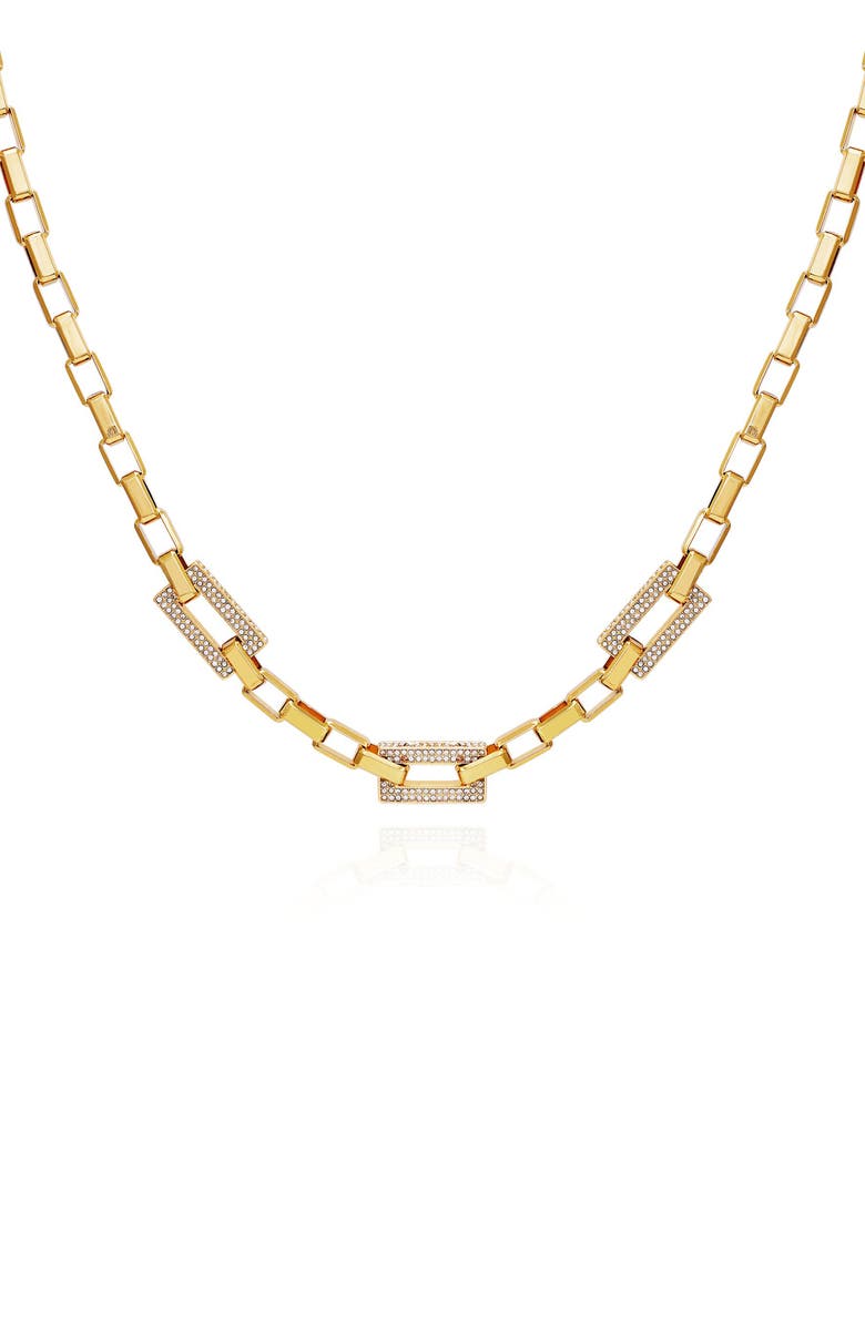 Vince Camuto Pavé Crystal Chain Necklace, Main, color, Gold Tone