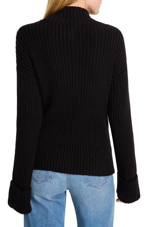 Nic + Zoe Nic+zoe Mock V-neck Rib Sweater In Black Onyx