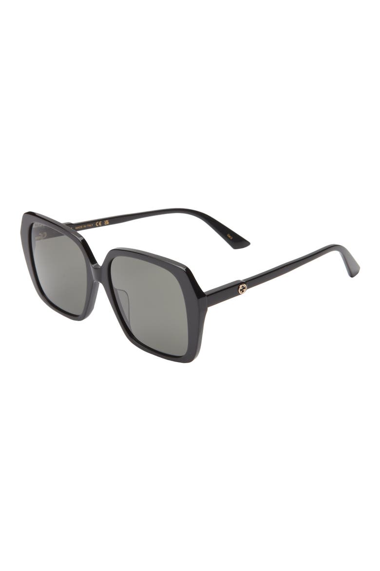 56mm Oversize Square Sunglasses, Alternate, color, BLACK BLACK GREY