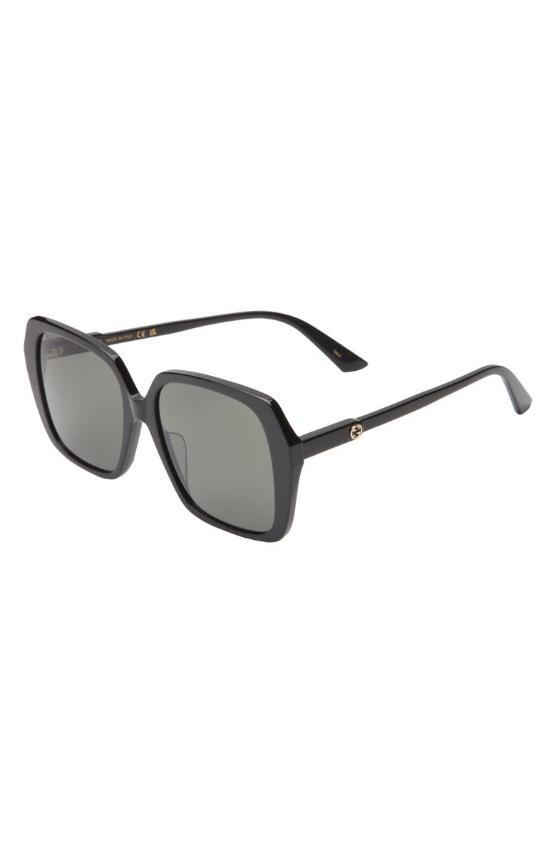 Gucci 56mm Oversize Square Sunglasses, Alternate, color, Black Black Grey