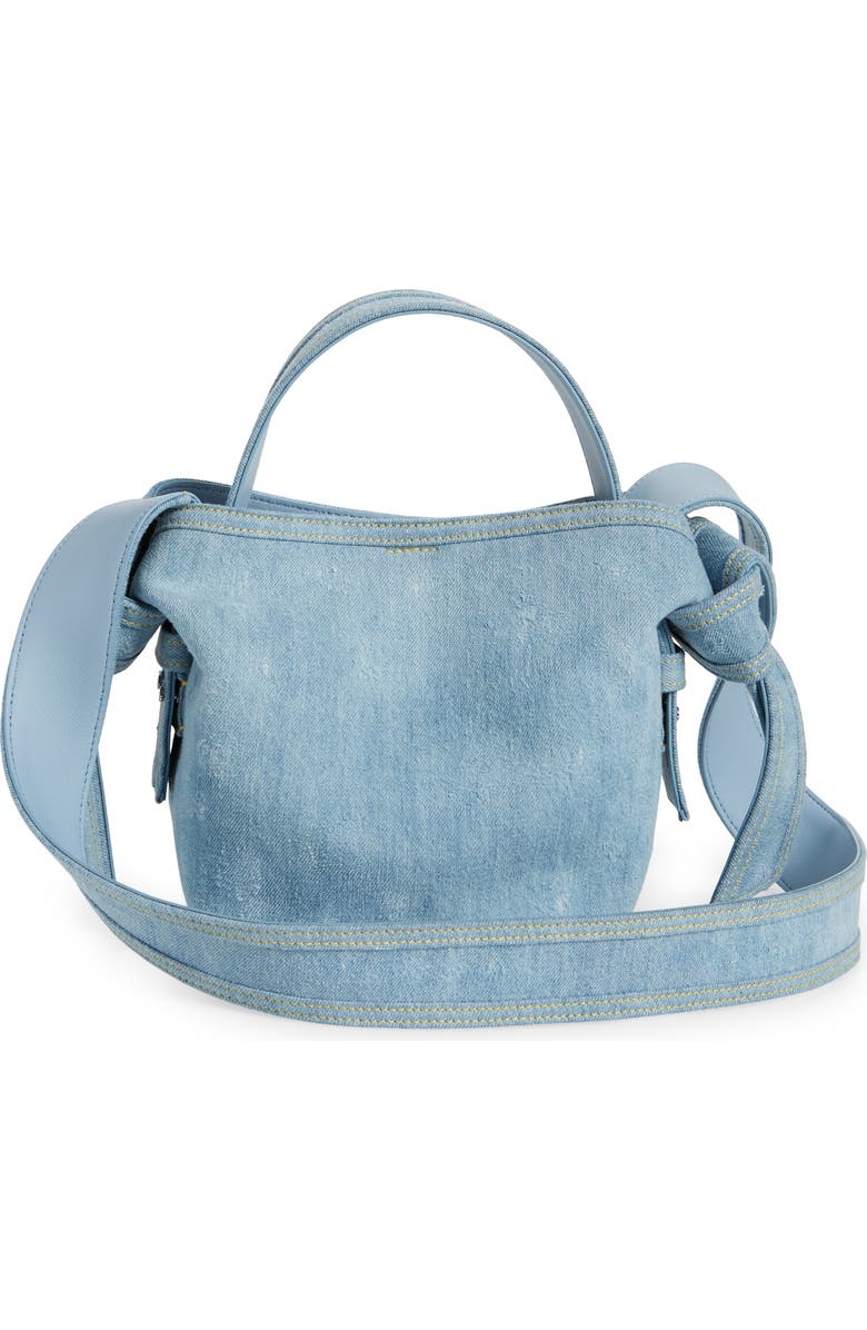Acne Studios Mini Musubi Destroyed Denim Top Handle Bag, Alternate, color,