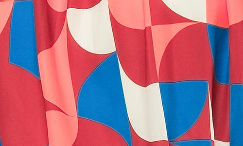 Flying Tomato Geometric Print Short Sleeve Blouson Top In Red