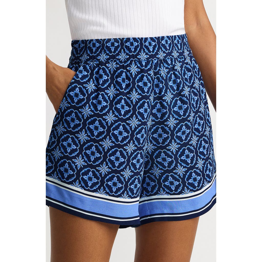 Lands' End Rayon High Rise 5" Pull On Shorts In Blue