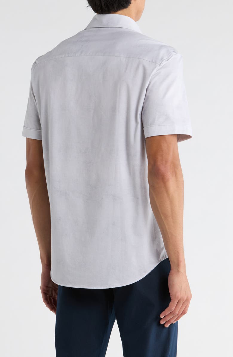 Bugatchi Miles Short Sleeve 8-Way Stretch OoohCotton<sup>®</sup> Button-Up Shirt, Alternate, color, Platinum