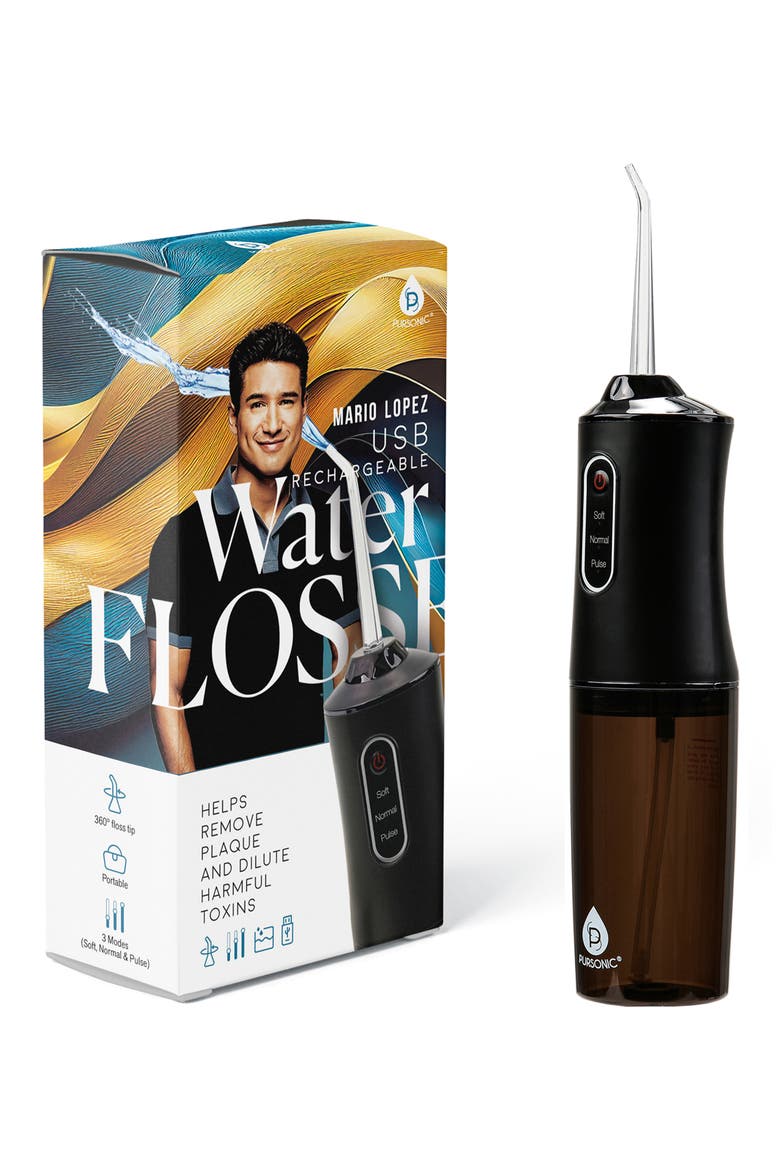 x Mario Lopez USB Rechargeable Water Flosser, Main, color, BLACK