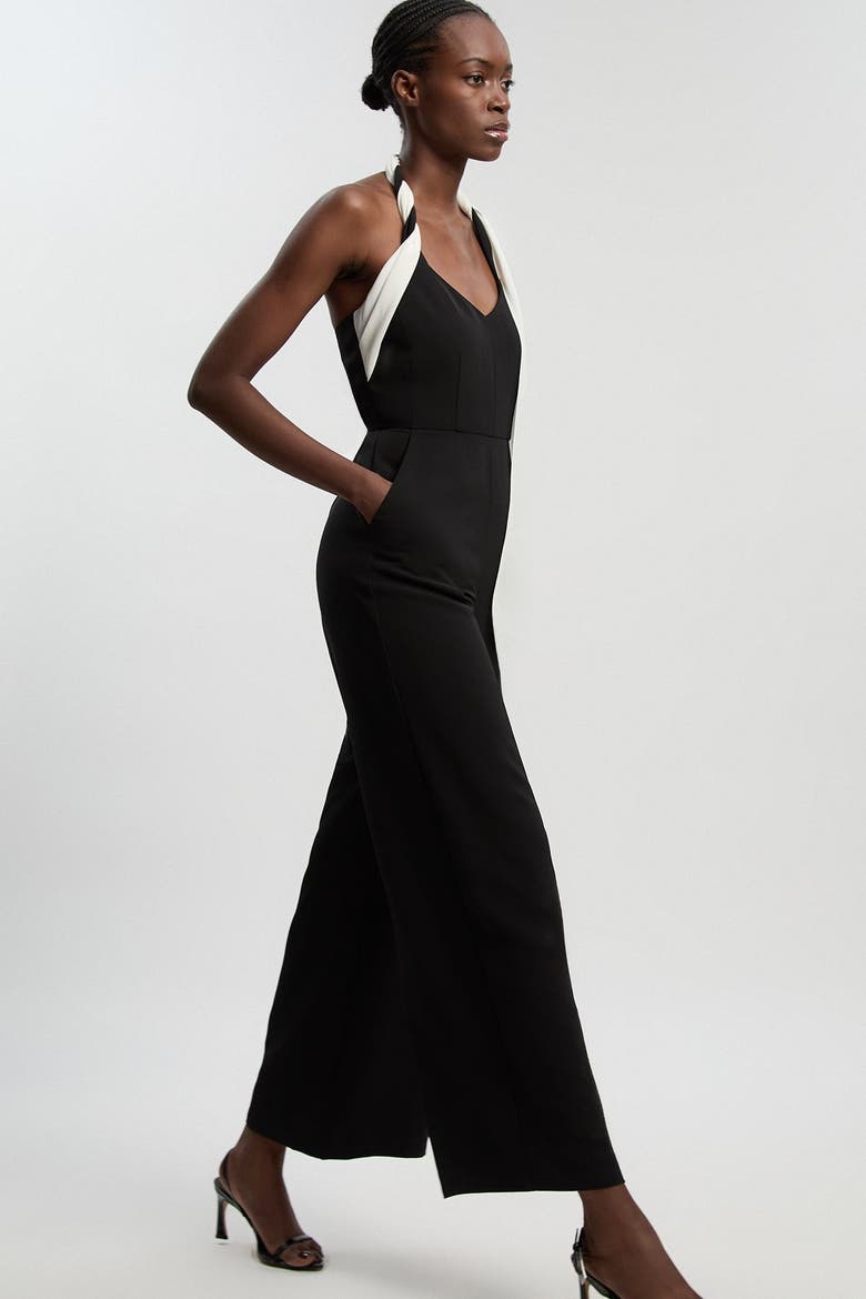 Soft Tailored Halter Neck Jumpsuit, Alternate, color, Mono