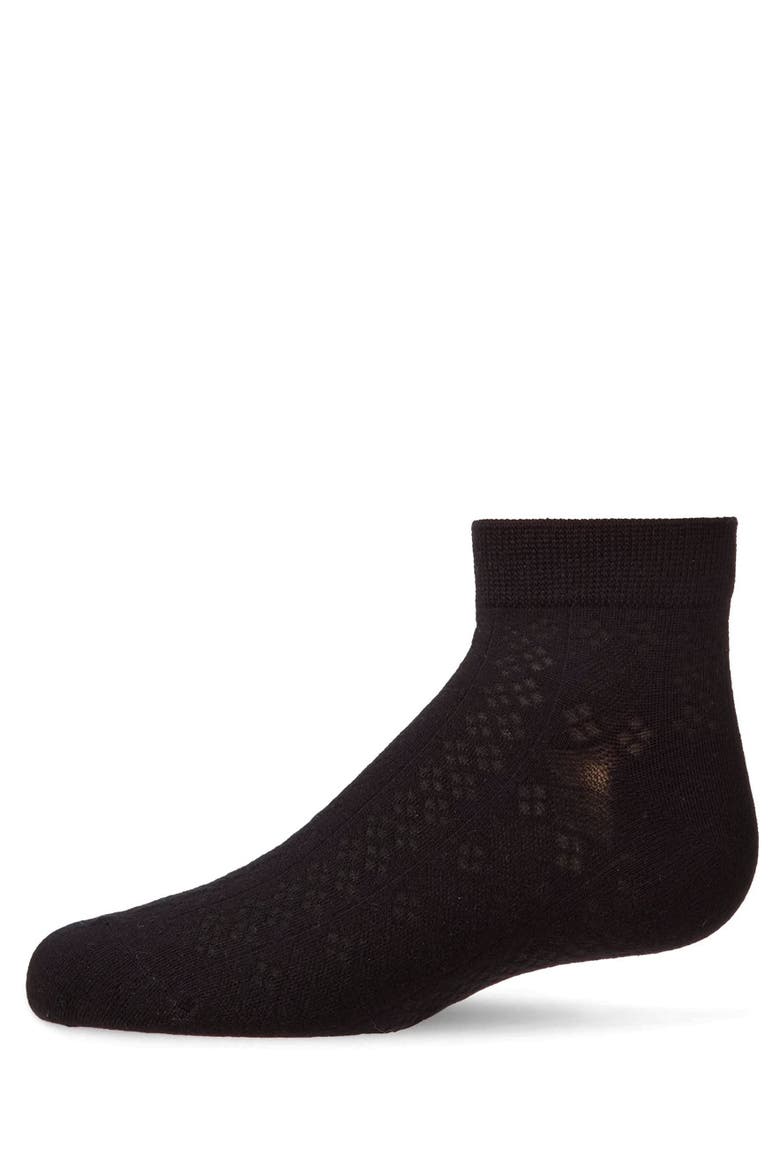 Rayon Blend Diamond Knit Patterned Ankle Sock, Main, color, Black