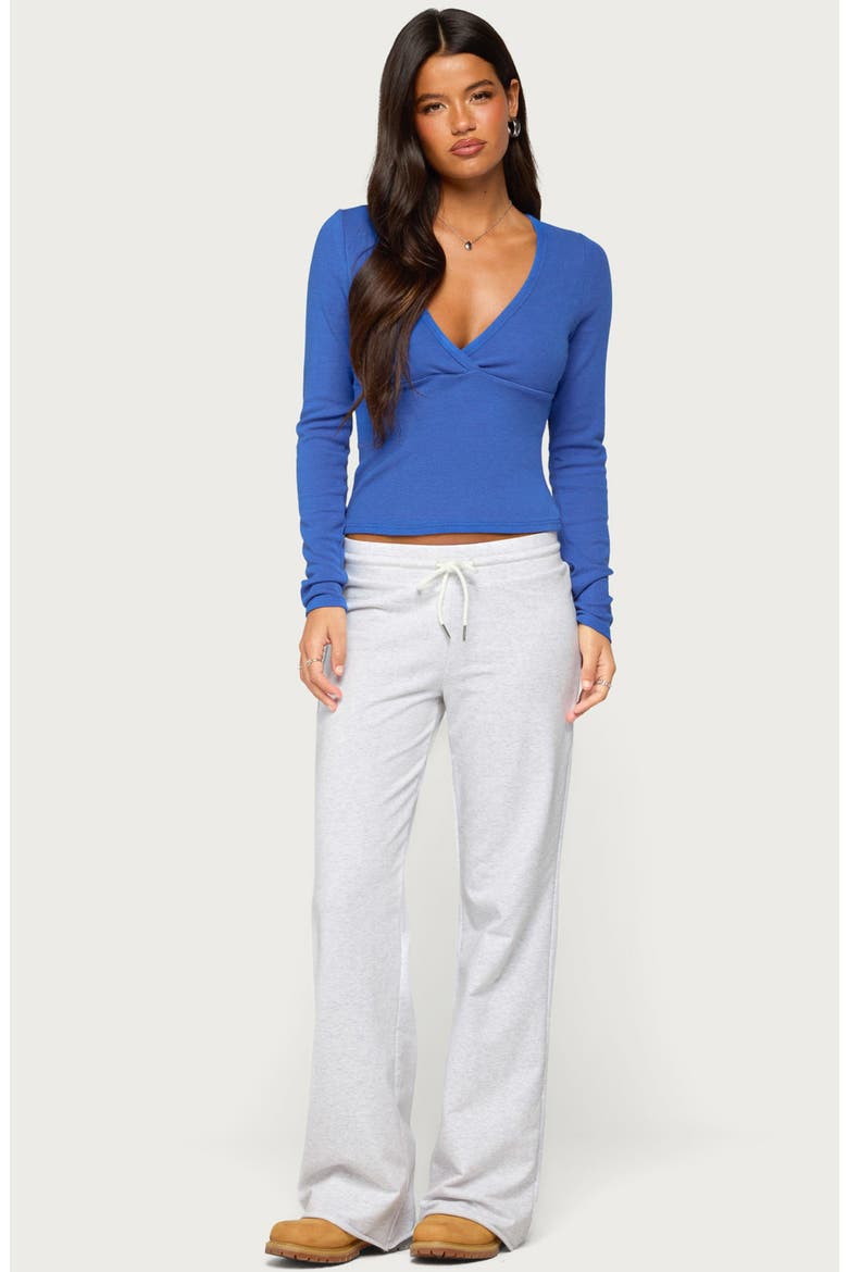 Doron V-Neck Stretch Cotton Blend Top, Alternate, color, BLUE