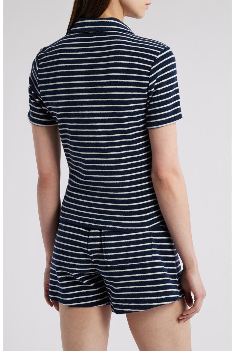 Naveli Stripe Cotton Terry Cloth Polo, Alternate, color, NAVY IVORY STRIPE