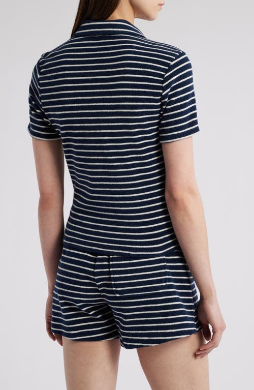Rails Naveli Stripe Cotton Terry Cloth Polo In Navy Ivory Stripe
