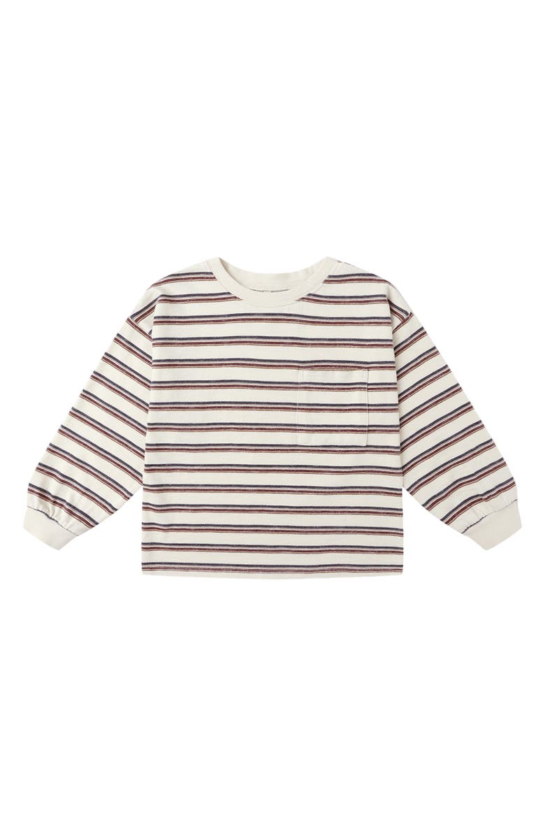 Rylee + Cru Stripe Long Sleeve Pocket T-Shirt, Main, color, Natural