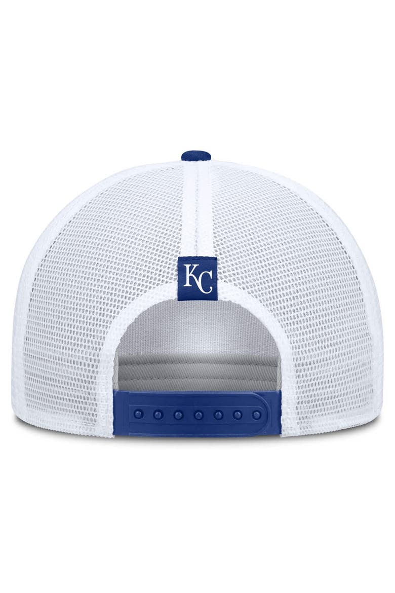 Men's Nike  Khaki/Royal Kansas City Royals Rise A-Frame Trucker Adjustable Hat, Alternate, color, Khaki