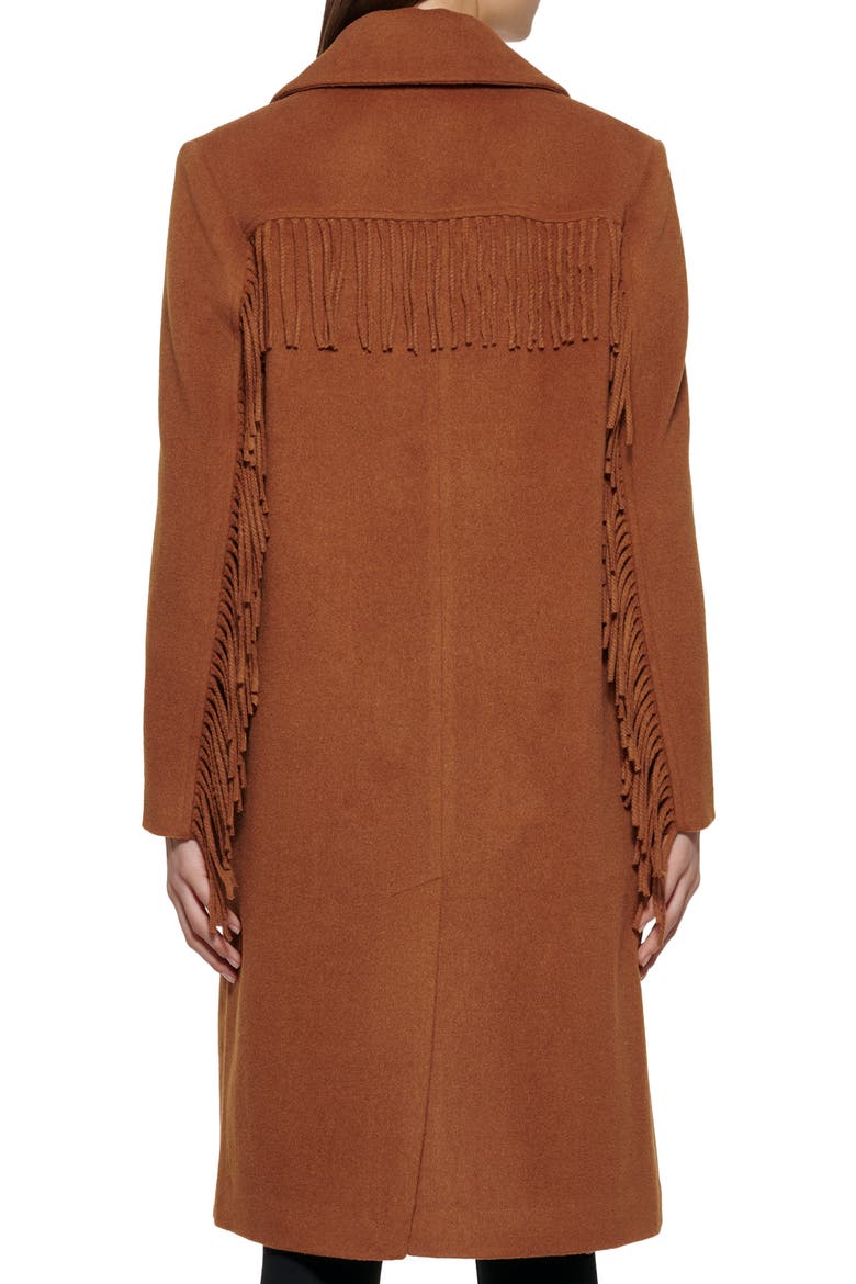 Notched Collar Wool Blend Fringe Coat, Alternate, color, TOFFEE