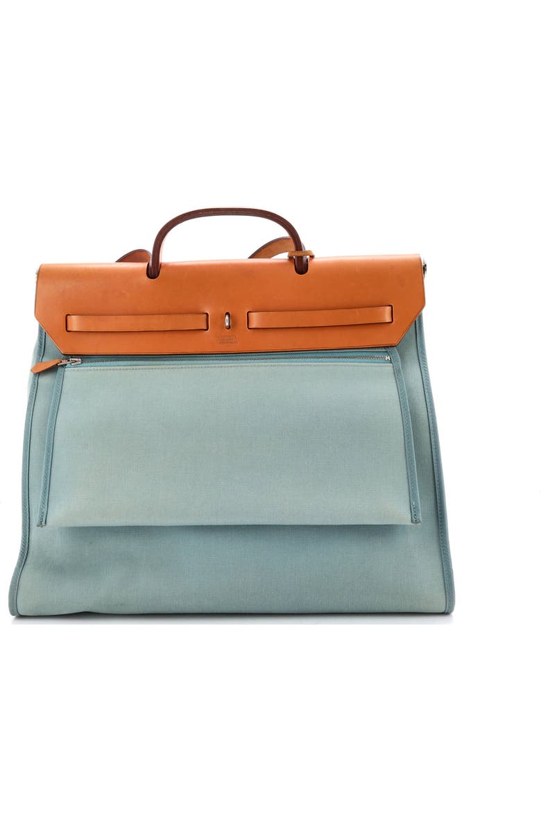 Pre-Owned Hermes Herbag Zip Leather and Toile 39, Alternate, color, Ciel