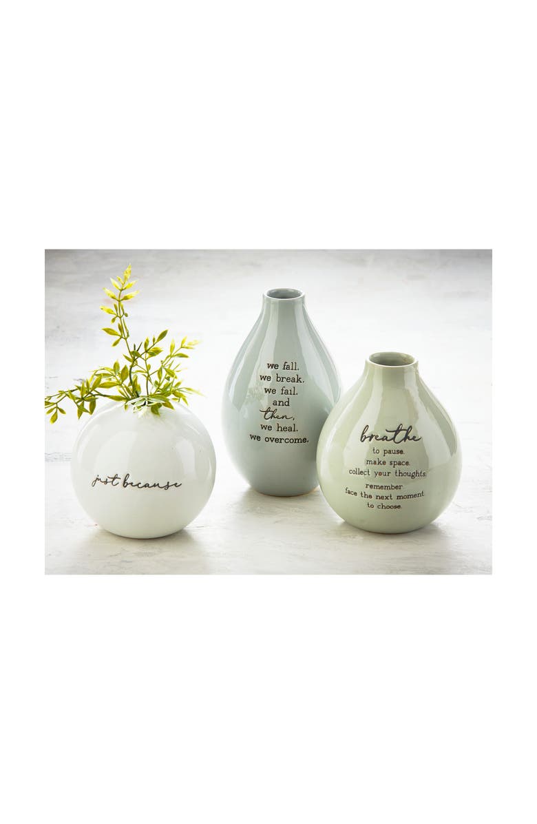 tag We Heal We Overcome Dark Gray Ceramic Decorative Vase, Alternate, color, Gray