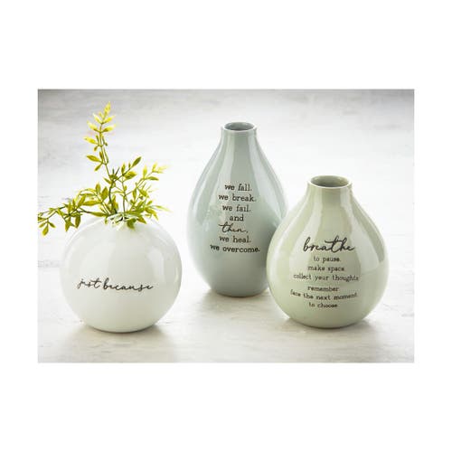 Tag We Heal We Overcome Dark Gray Ceramic Decorative Vase In Gray