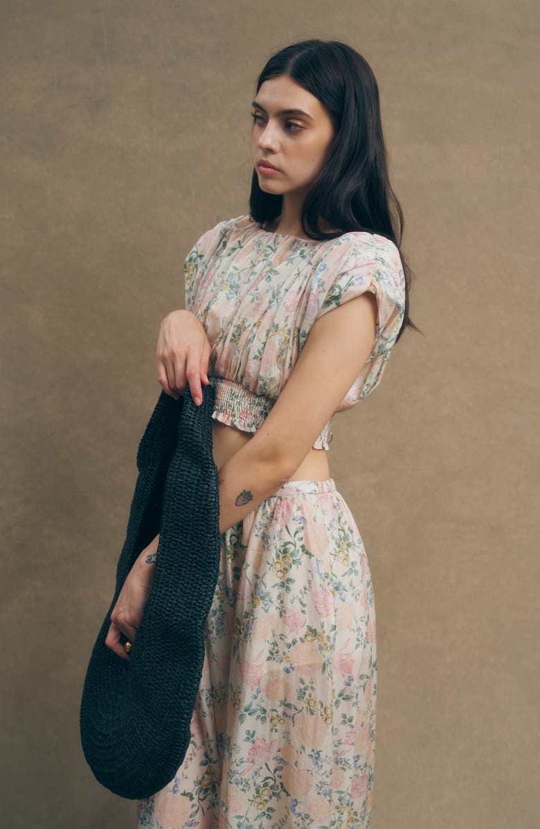 MAUDE CLUB Ara Floral Print Crop Top, Alternate, color, Vintage Floral Print