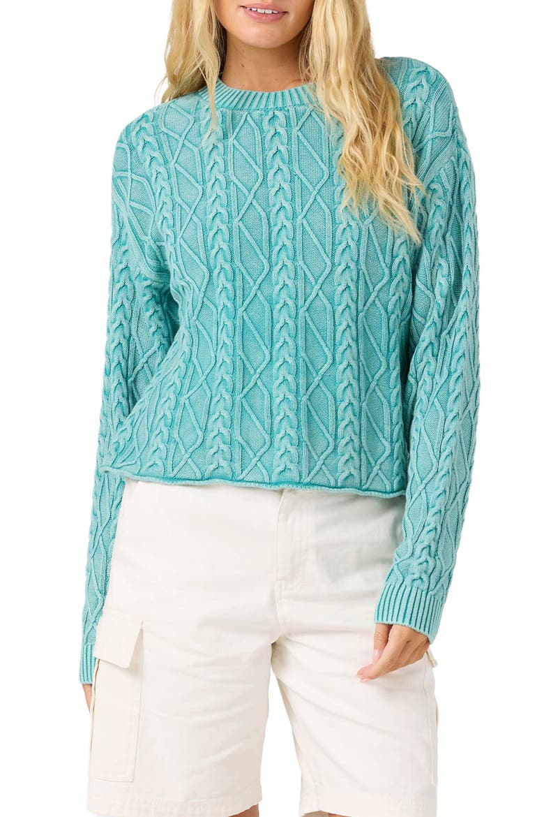 Misha Cable Knit Sweater, Main, color, AGATE GREEN