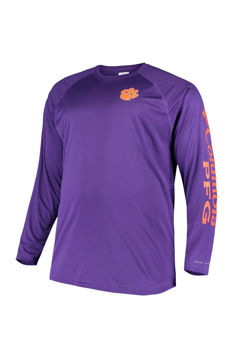 Columbia Men's Columbia Purple Clemson Tigers Big & Tall Terminal Tackle Long Sleeve Omni-Shade T-Shirt, Alternate, color,