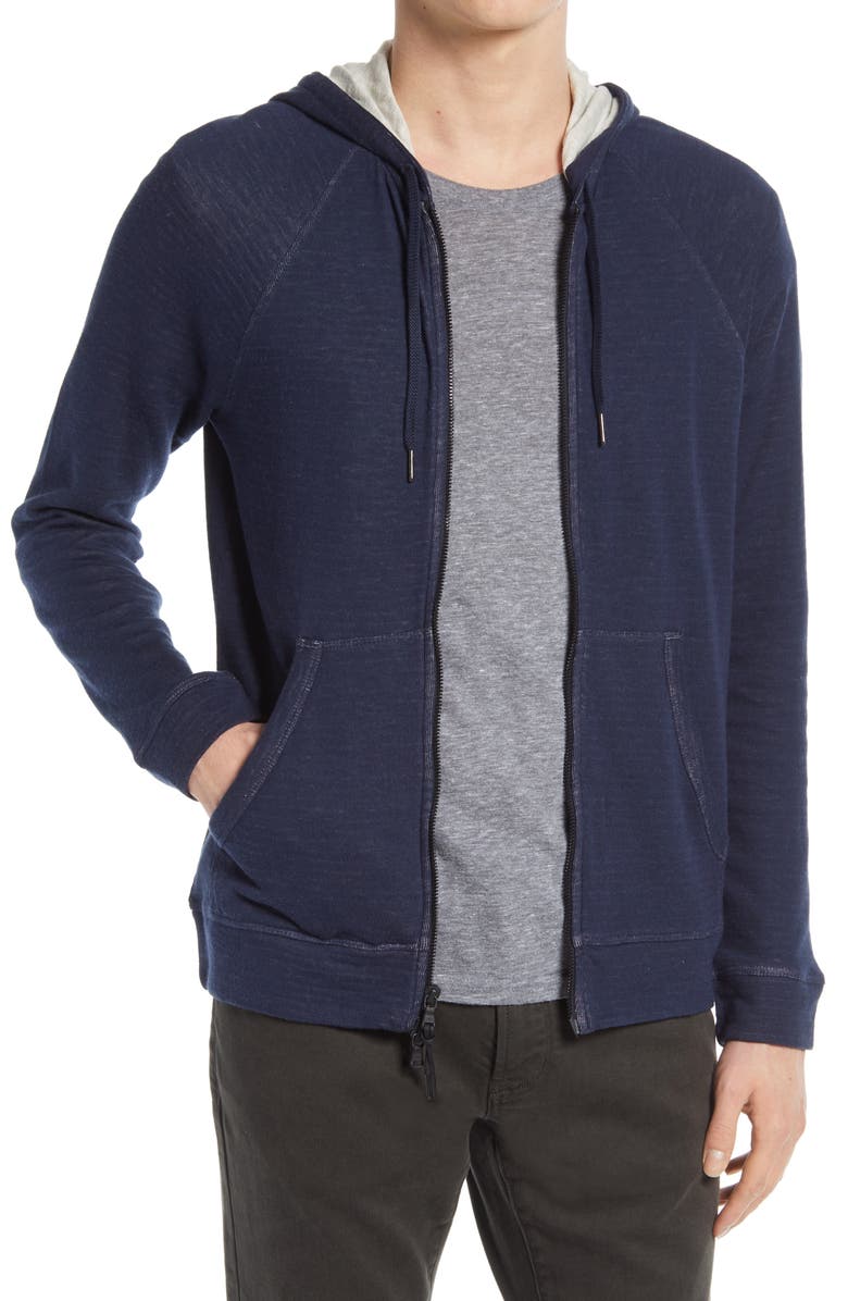 John Varvatos Cotton Blend Hoodie, Main, color, Pacific Blue