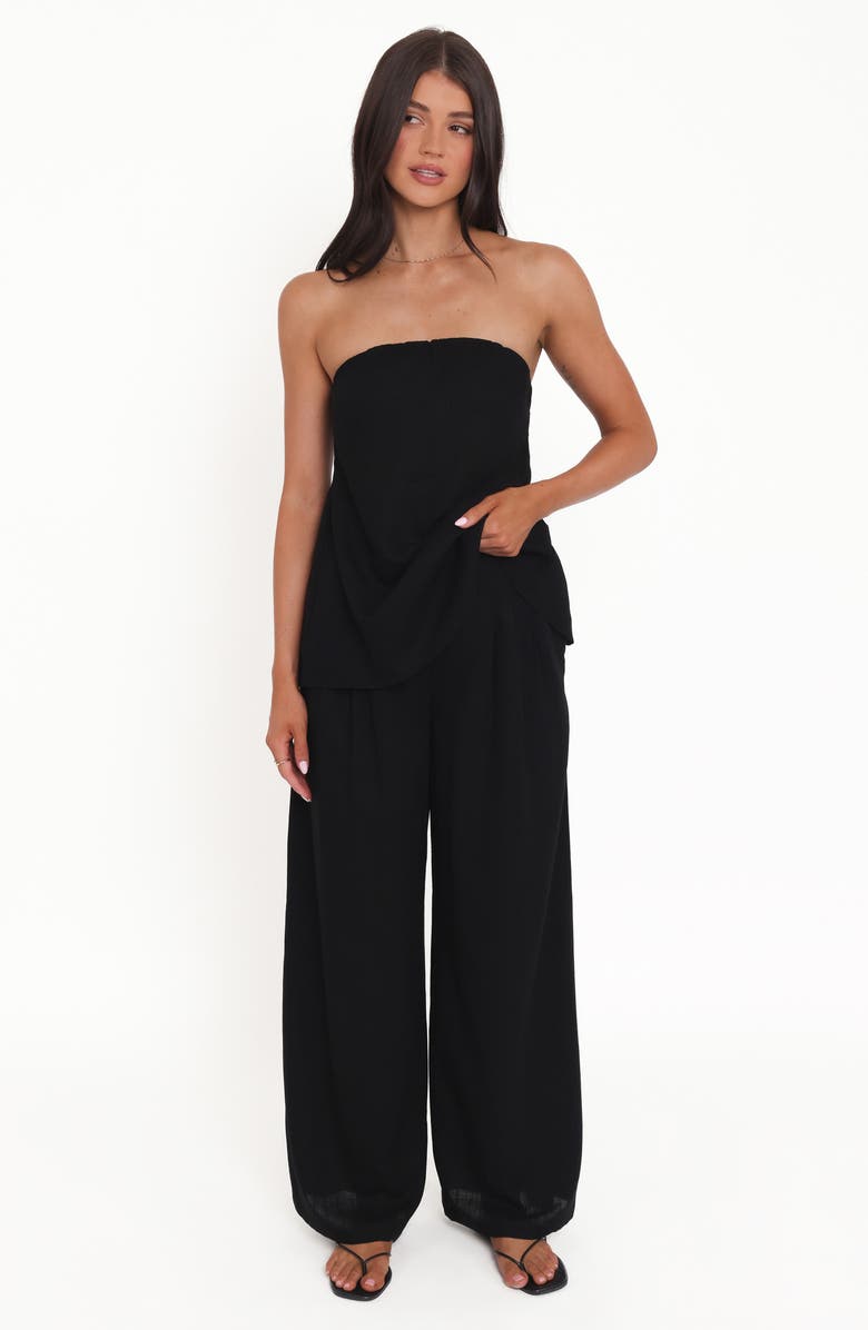 Petal & Pup Arles Pleated Cotton Wide Leg Pants, Alternate, color, Black