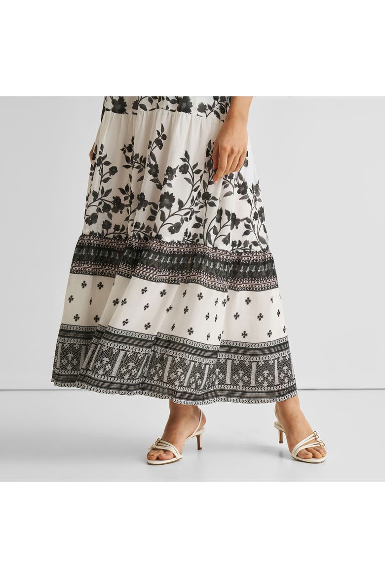 Strappy Tiered Maxi Dress, Alternate, color, Vines and Twirls Black