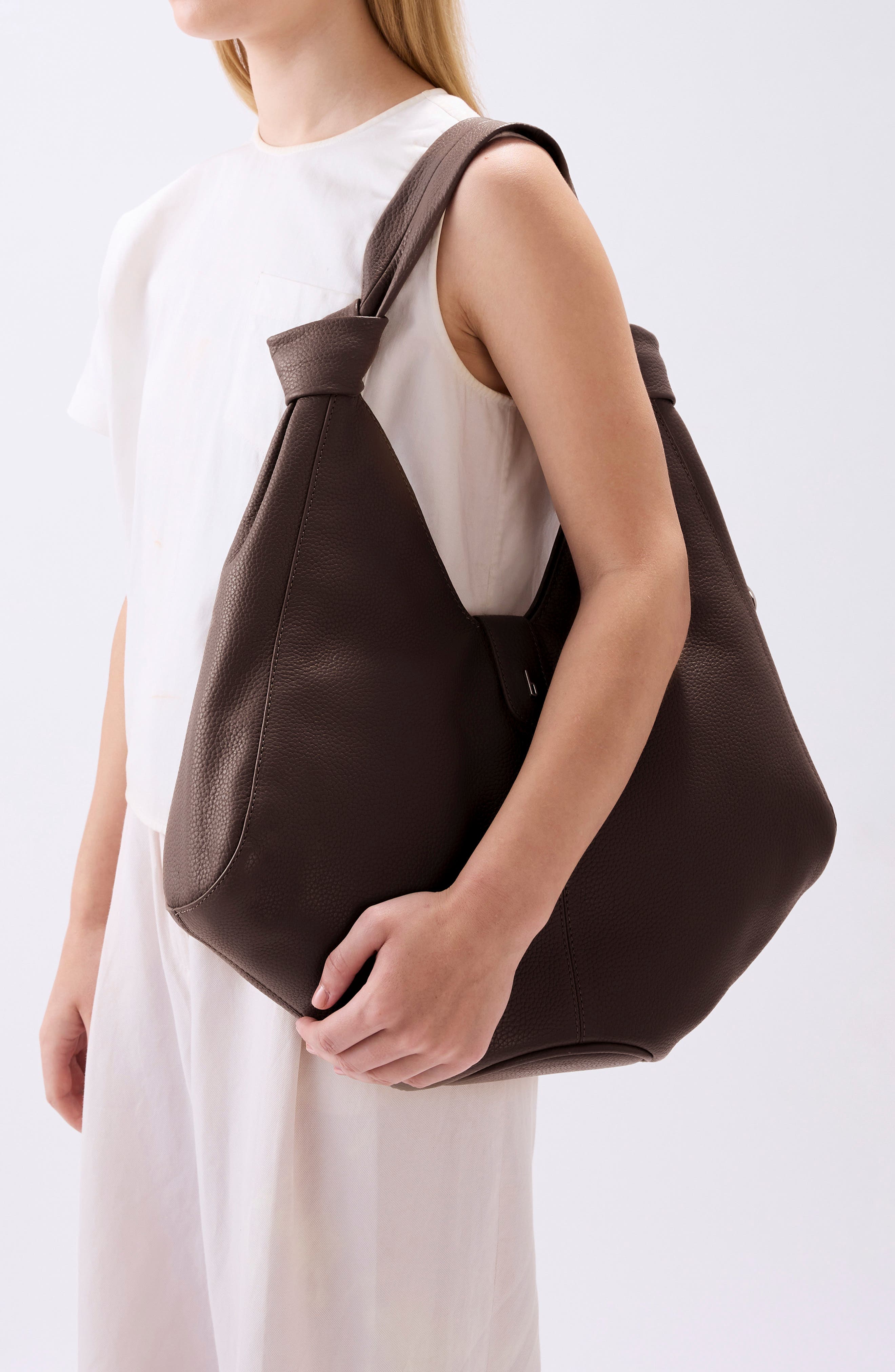 Large Nelli Pebble Leather Hobo Bag, Alternate, color, CACAO