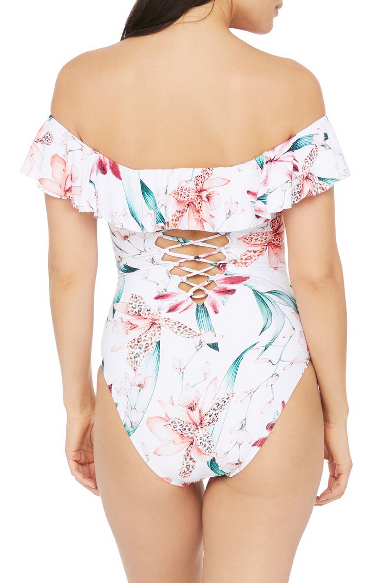 La Blanca Flyaway Off the Shoulder One-Piece Swimsuit, Alternate, color, 