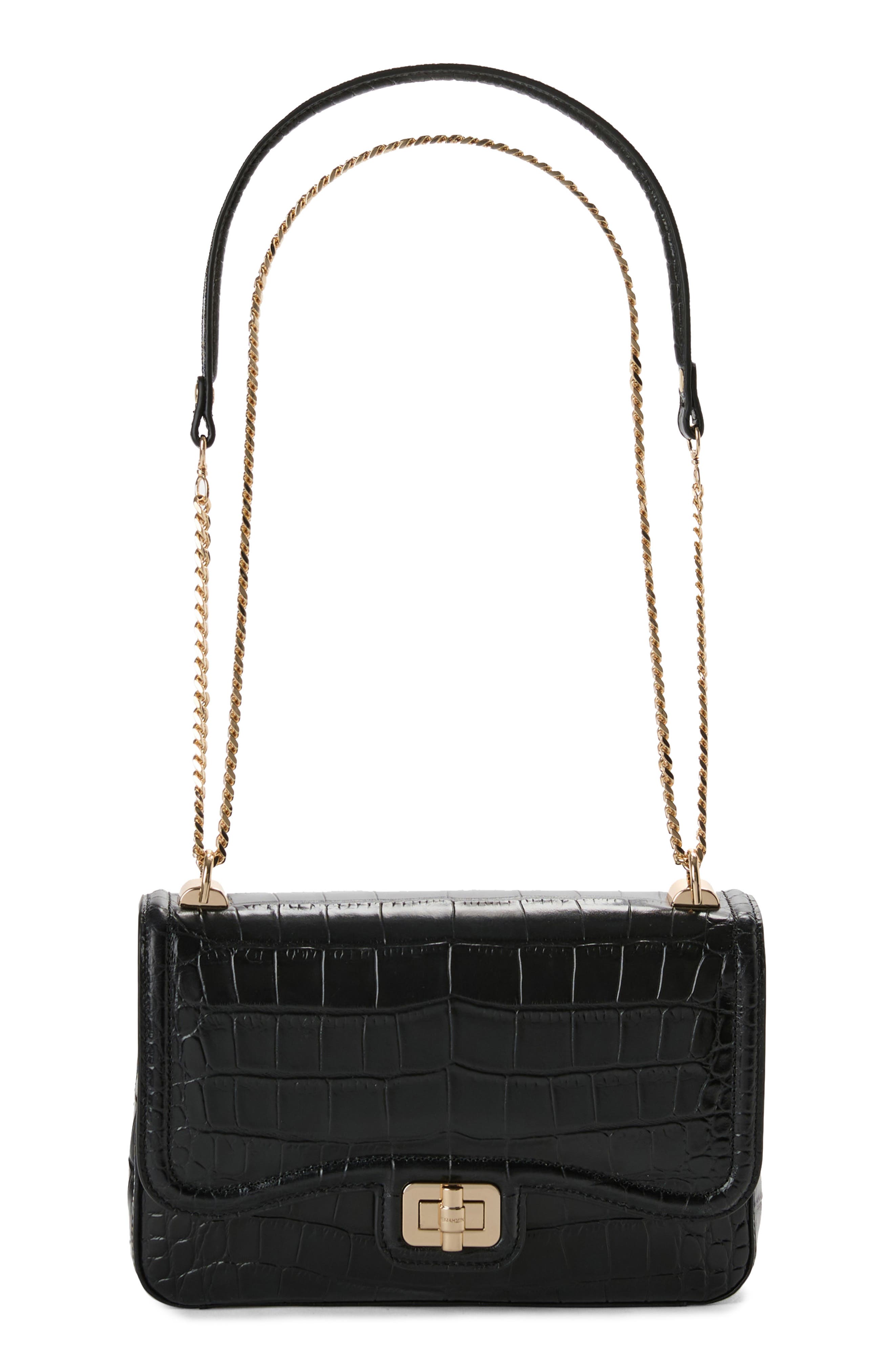 Brahmin Rosalie Croc Embossed Leather Crossbody Bag, Main, color, 