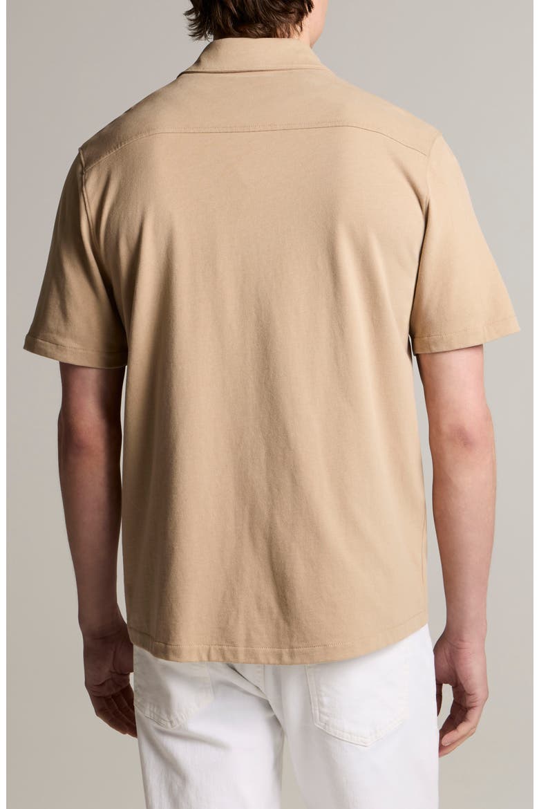 Sueded Jersey Short Sleeve Button-Up Shirt, Alternate, color, PECAN
