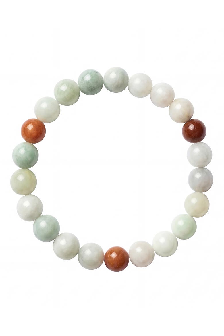 Pea Beaded jade bracelet, Main, color, Off white