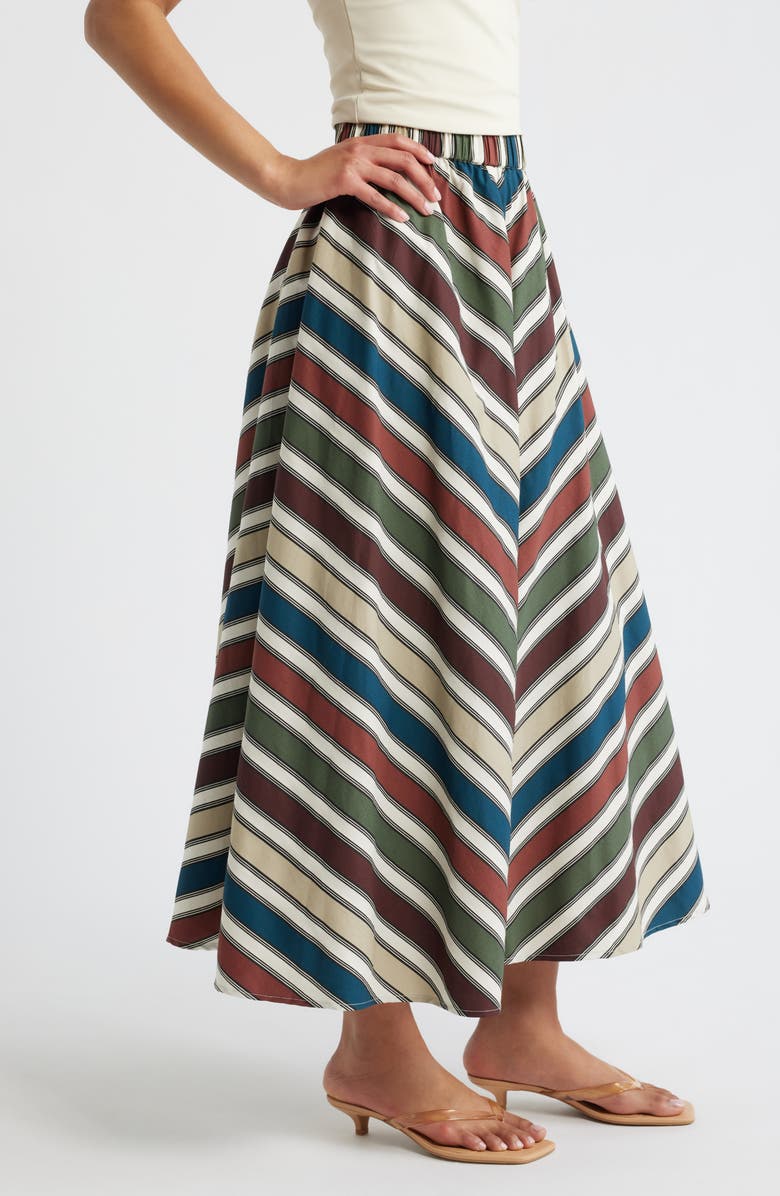 Topshop Stripe Cotton Skirt, Alternate, color, Blue Multi
