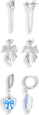 BP. Pretty Bow Set of 3 Earrings