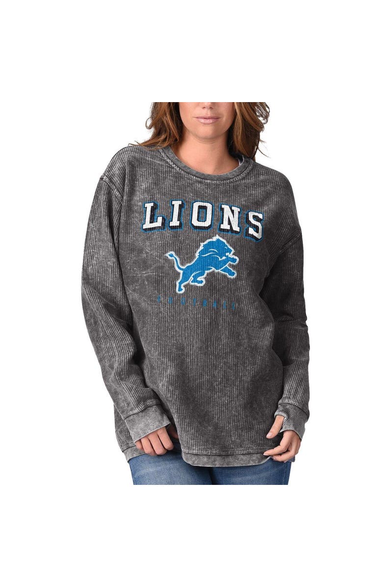 G-III 4HER BY CARL BANKS Women's G-III 4Her by Carl Banks Black Detroit Lions Comfy Cord Pullover Sweatshirt, Alternate, color, Black