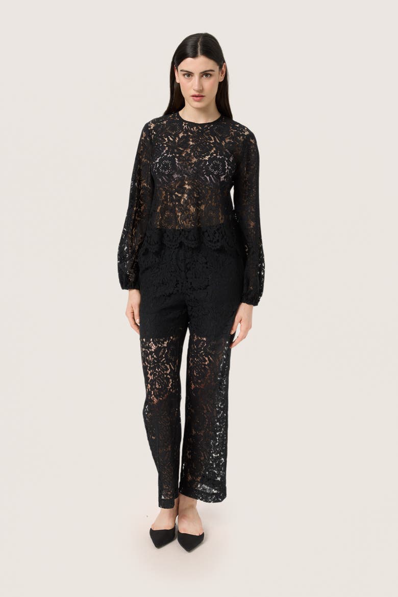 SLHanni Round Neck Lace Blouse, Alternate, color, Black