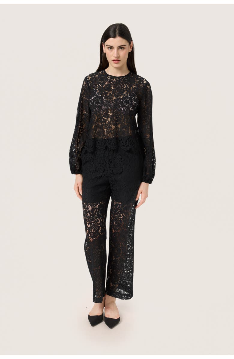 Soaked in Luxury SLHanni Round Neck Lace Blouse, Alternate, color, Black