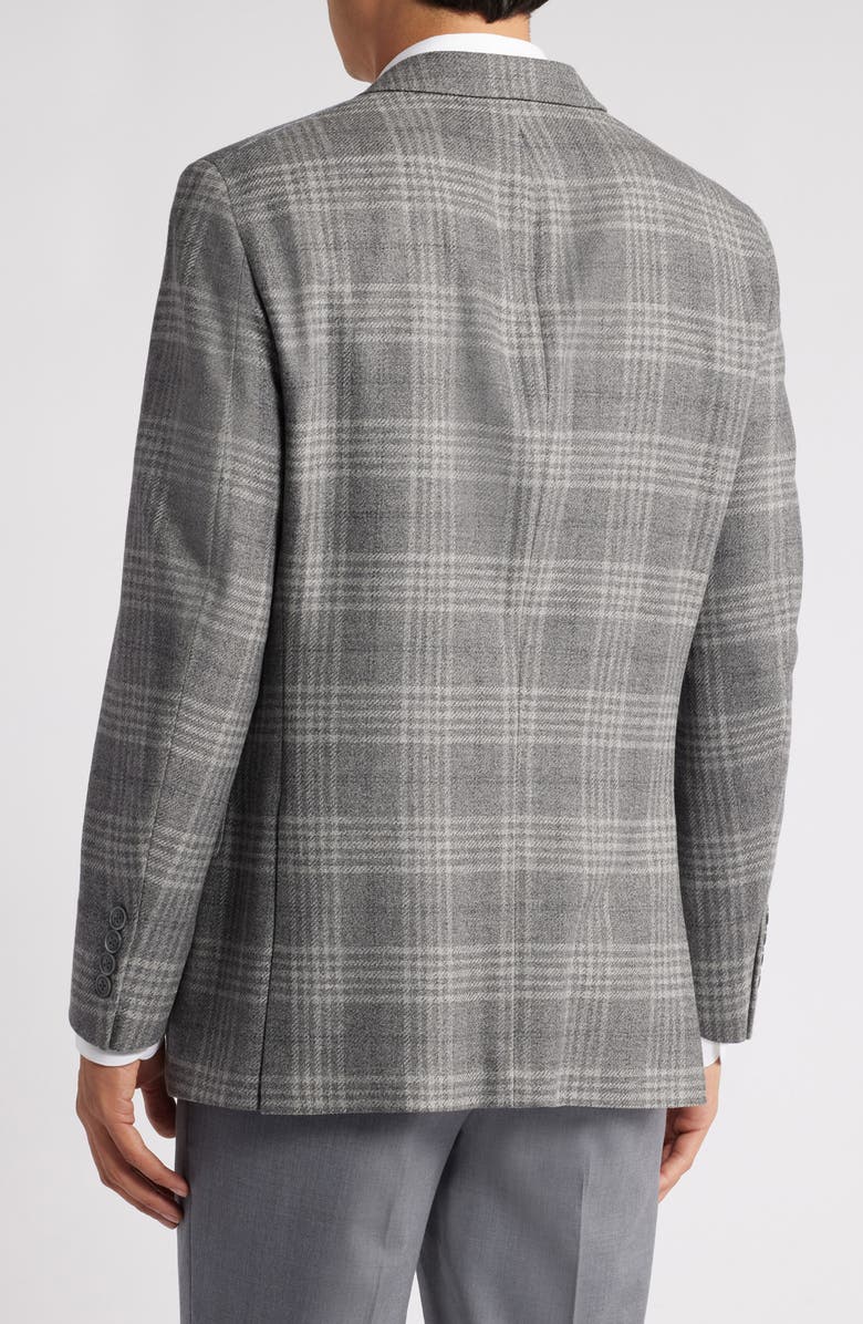 Peter Millar Hyperlight Soft Grey Plaid Wool & Cashmere Blend Sport Coat, Alternate, color,