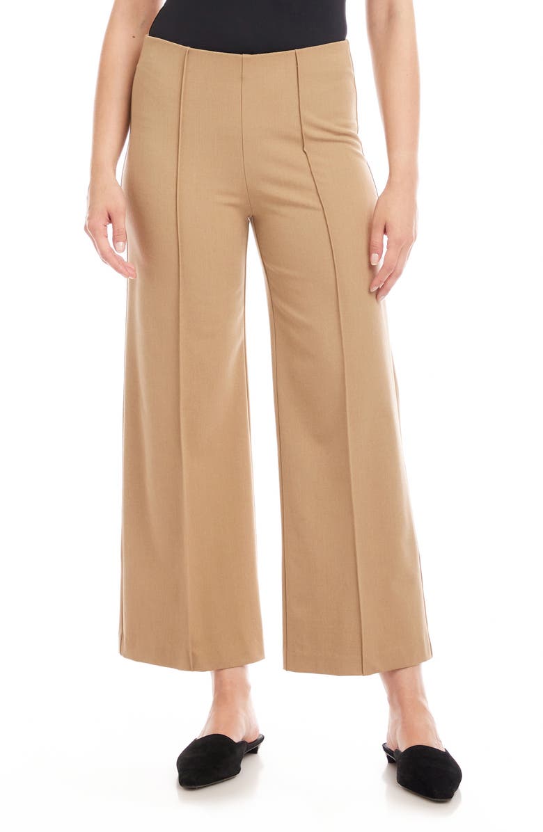 Karen Kane Pintuck Crop Wide Leg Pants, Main, color, Camel
