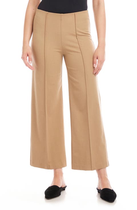 Pintuck Crop Wide Leg Pants