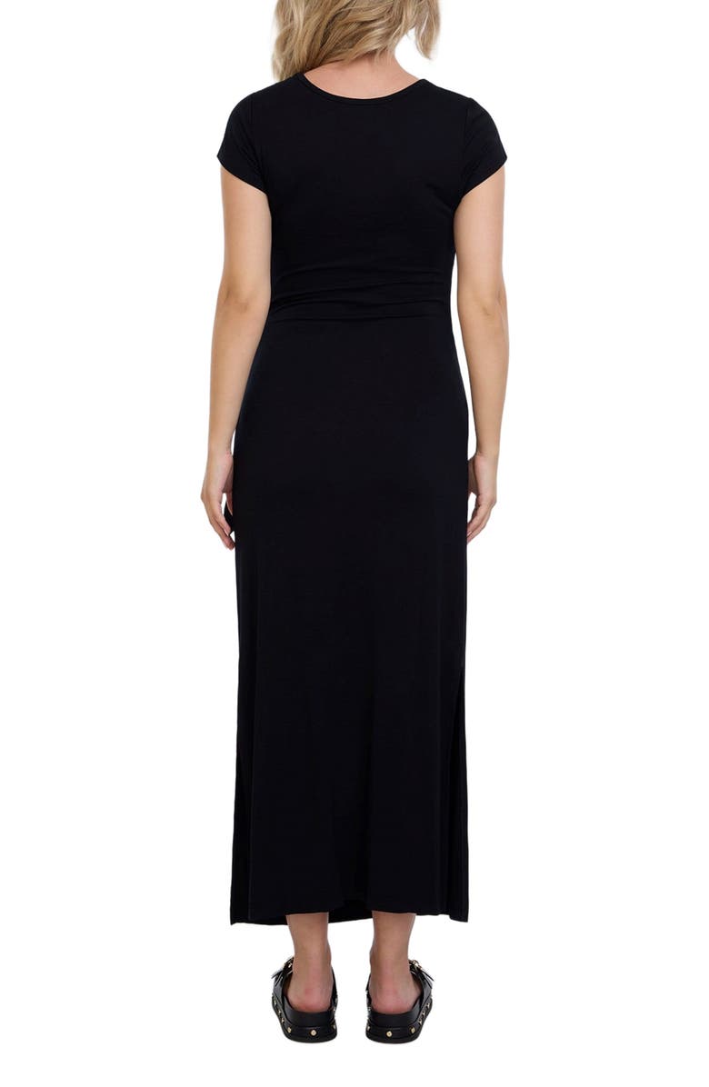 MOTHERHOOD MATERNITY Crew Neck Short Sleeve Side Tie Maternity Midi Dress, Alternate, color, Black