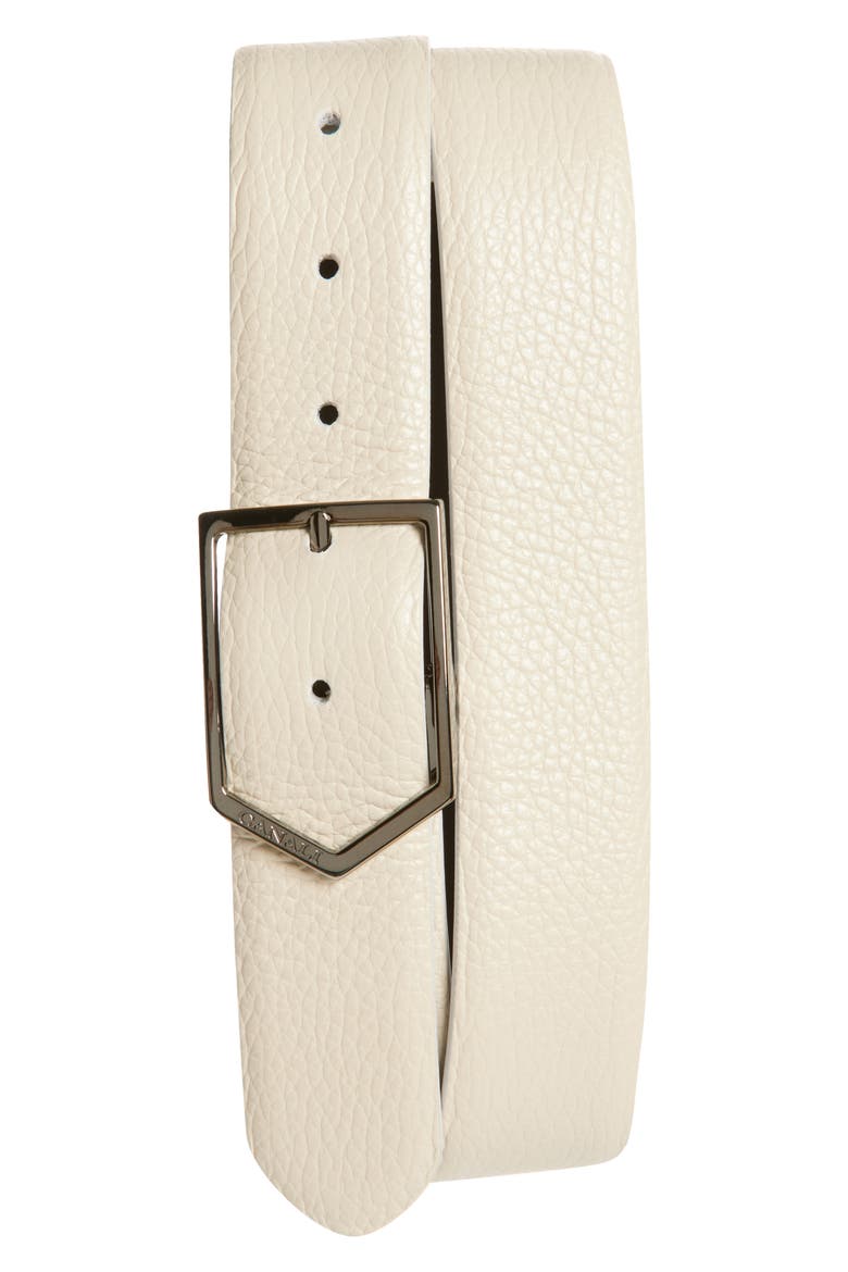Tumbled Calfskin Leather Belt, Main, color, LIGHT BEIGE