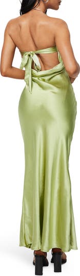 Haley Strapless Satin Maxi Dress