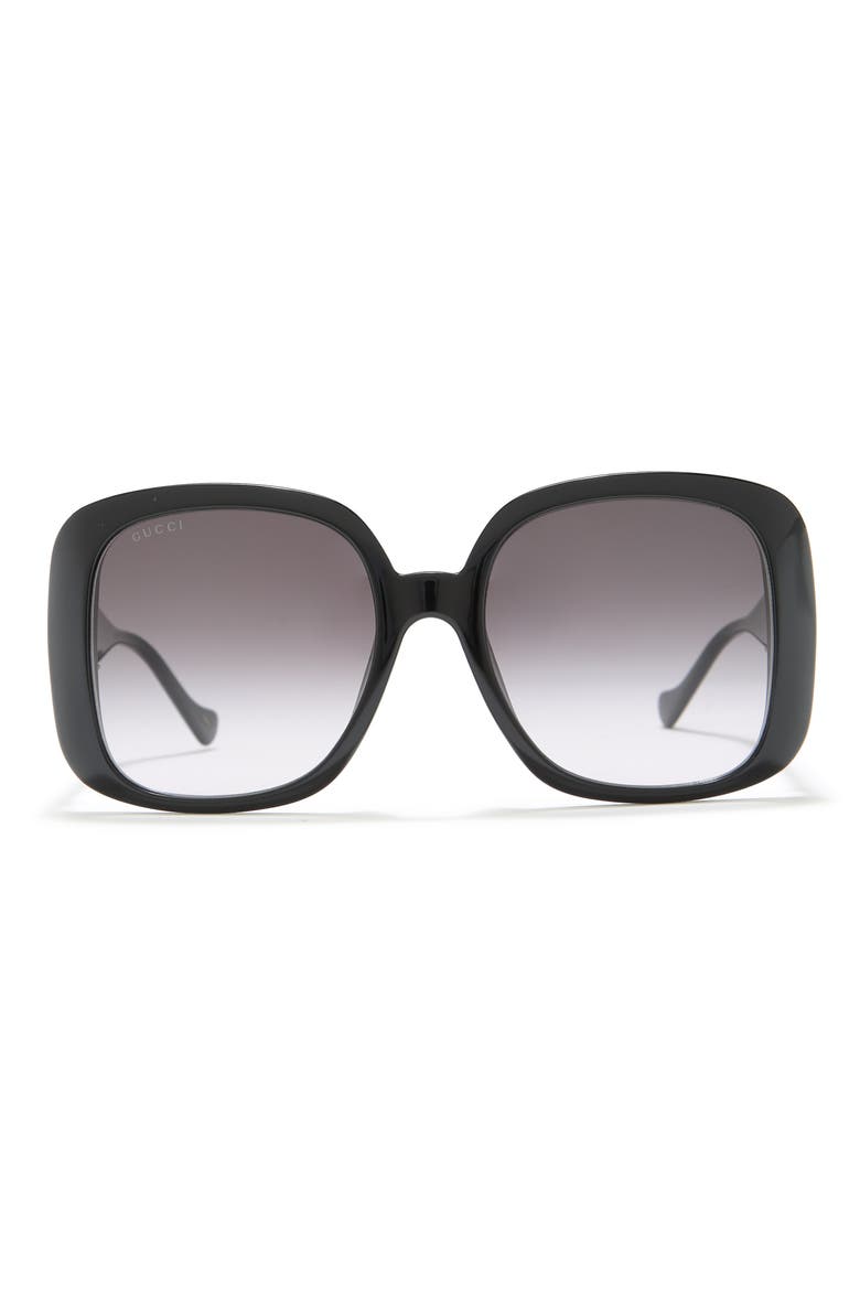 57mm Oversized Square Sunglasses, Main, color, BLACK BLACK GREY