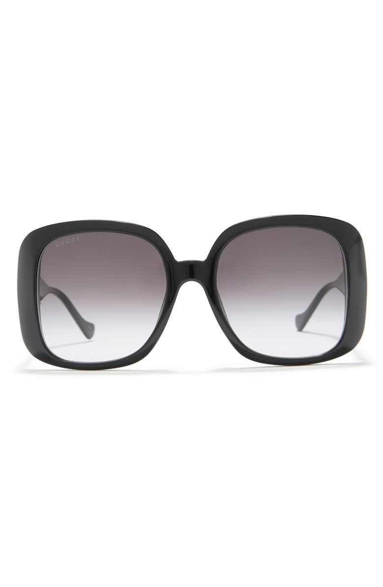 Gucci 57mm Oversized Square Sunglasses, Main, color, Black Black Grey