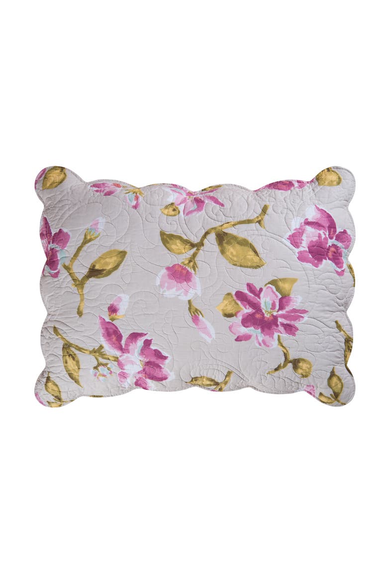 Liliann Purple Green Floral Cotton Standard Pillow Sham, Main, color, Purple
