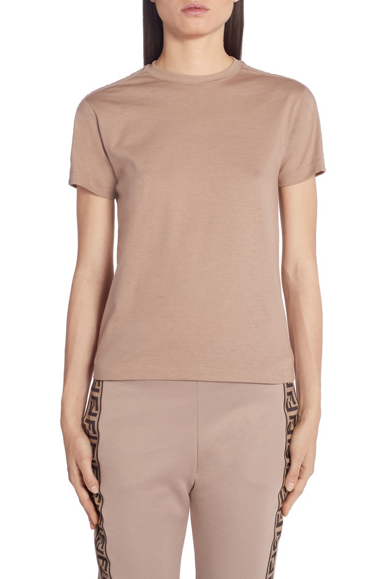 FF Logo Wool, Silk & Cashmere Tee, Main, color, BEIGE