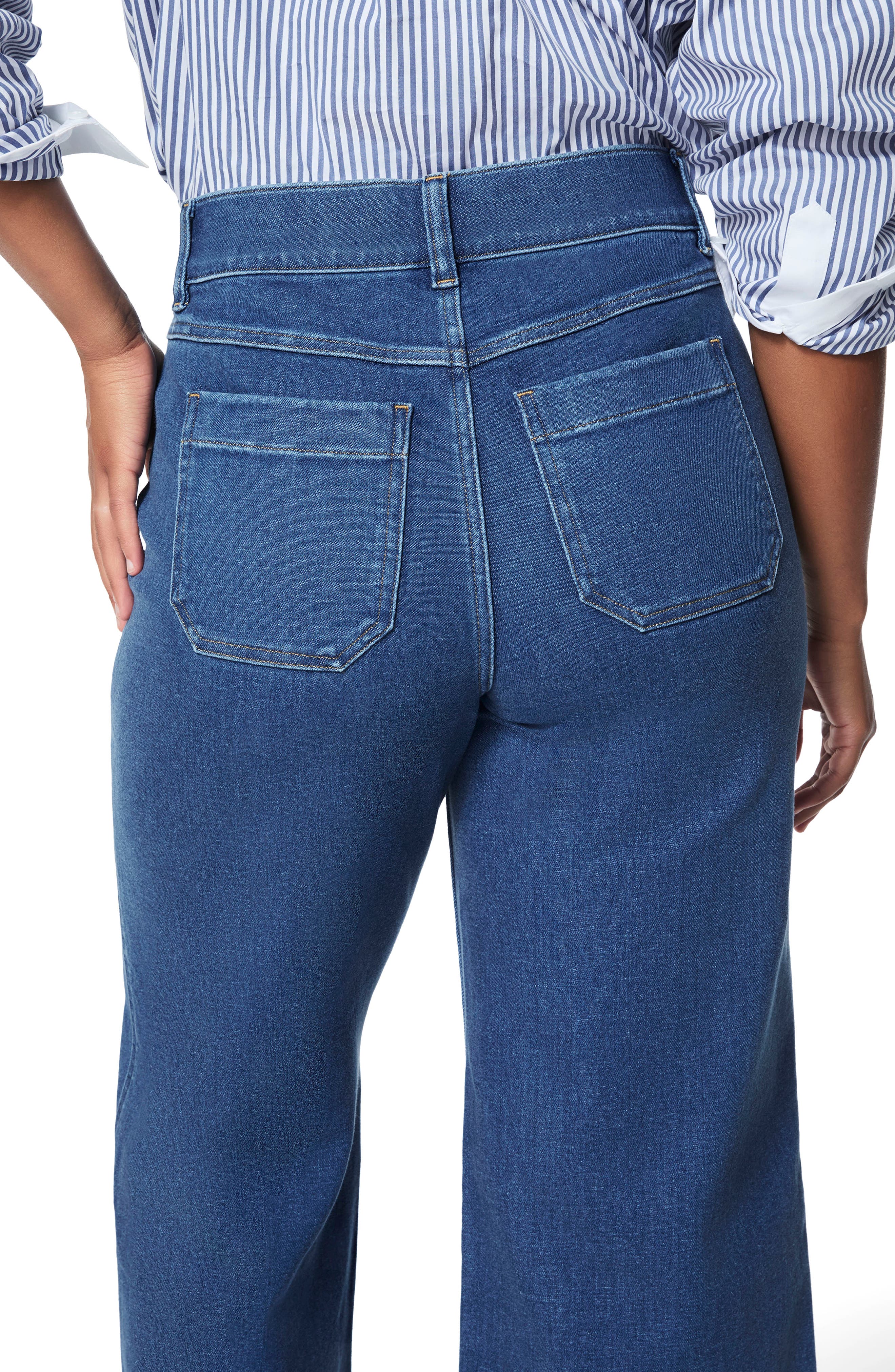 Patch Pocket Pull-On High Waist Ankle Wide Leg Jeans - image 2