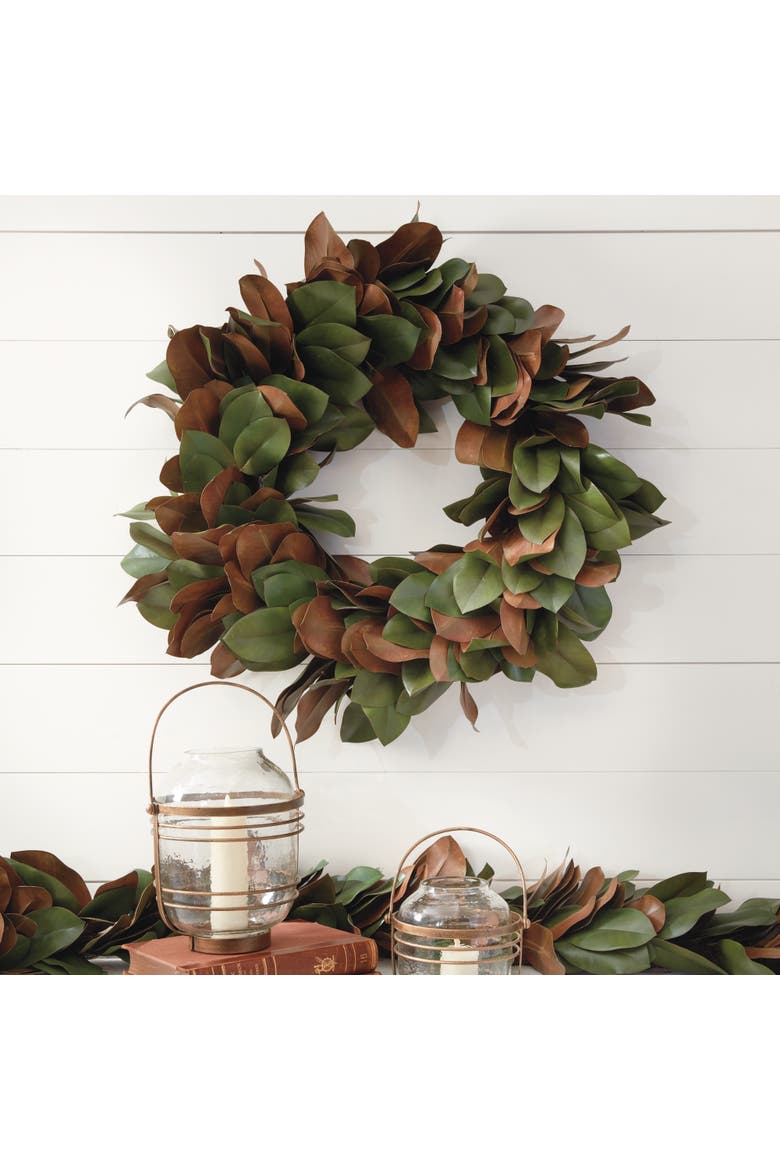 Grand Magnolia Leaf Wreath 30", Alternate, color, Green