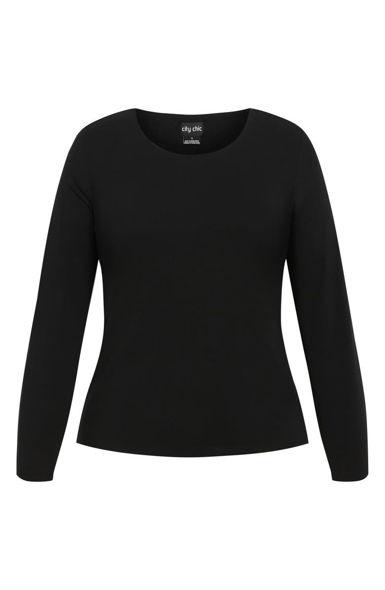 City Chic Noa Long Sleeve Stretch Cotton Top, Alternate, color, 